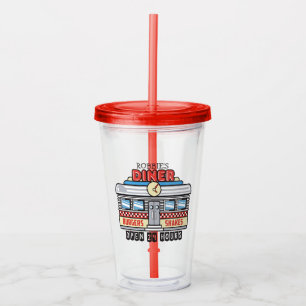 Vaso Acrílico señal de comedor retro NAME personalizado años 50