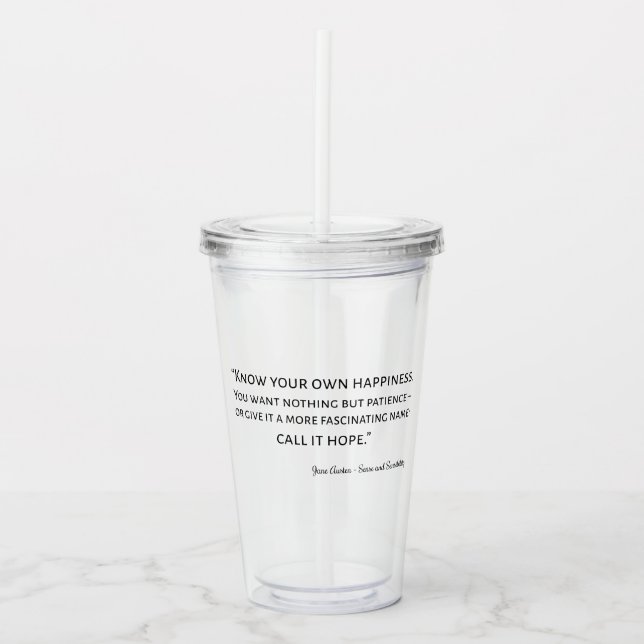Vaso Acrílico Sense And Sensibility Quote I (Anverso)