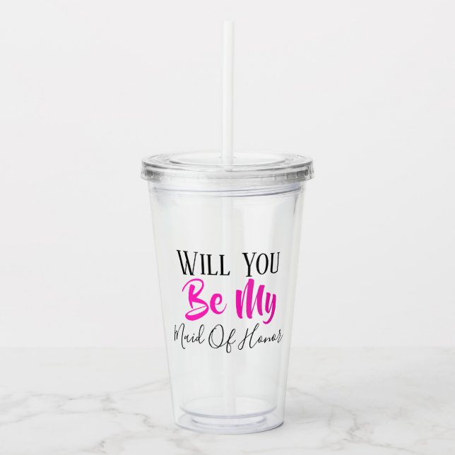 VASO ACRÍLICO ¿SERÁS MI DAMA DE HONOR FESTA DE BODAS? (Anverso)