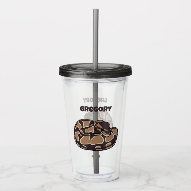 Vaso Acrílico Serpiente de Ball Python, marrón y tan personaliza (Anverso)