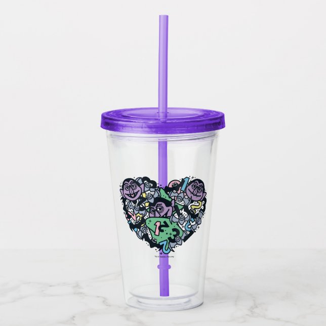 Vaso Acrílico Sésamo | Conde von Count Doodle Heart (Anverso)
