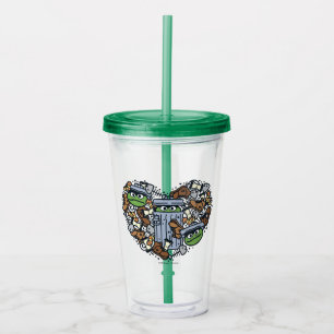 Vaso Acrílico Sésamo   Oscar el Corazón de Doodle de Grouch