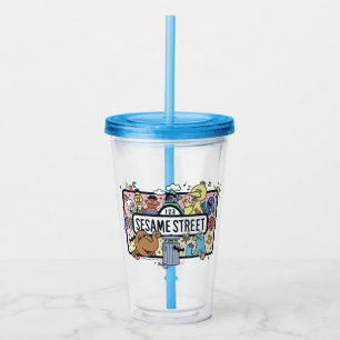 Vaso Acrílico Sésamo Rótulo Sesame Pals Doodle