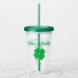 Vaso Acrílico Shamrock Green St Patricks Day (Nombre) 4Colin