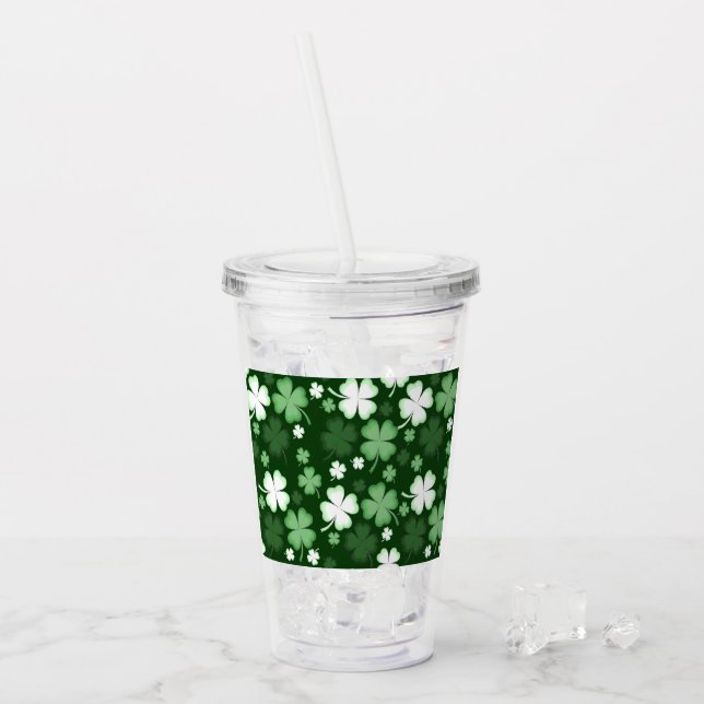 Vaso Acrílico Shamrock verde, Día de San Patricio (Anverso (hielo))