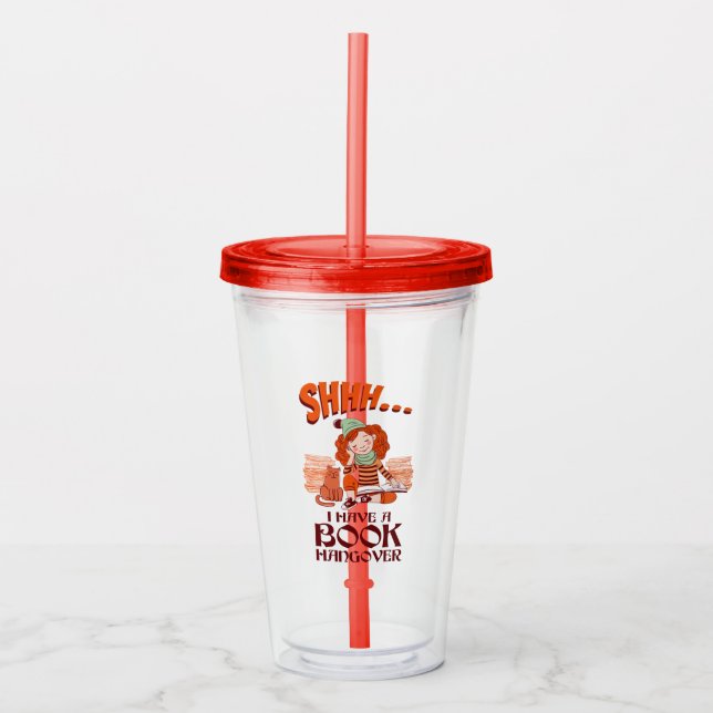 Vaso Acrílico Shhh tengo un libro de resaca divertida Bookworm (Anverso)