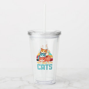 Vaso Acrílico Sí, hablo con el diseño de un gato de trío adorabl