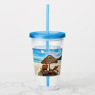 Vaso Acrílico Sillas de descanso en la playa cojín