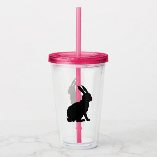 Vaso Acrílico Silueta de perfil lateral del conejo de sentados n