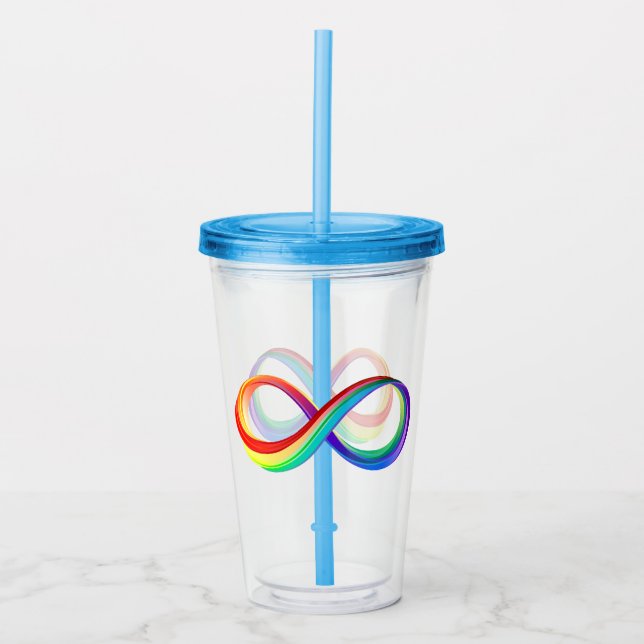 Vaso Acrílico Símbolo infinito arcoiris en capas (Anverso)