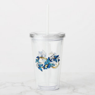 Vaso Acrílico Símbolo infinito de mariposas Morpho azules