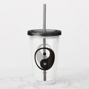 Vaso Acrílico Símbolo Yin Yang - diseño de tatuajes sólidos