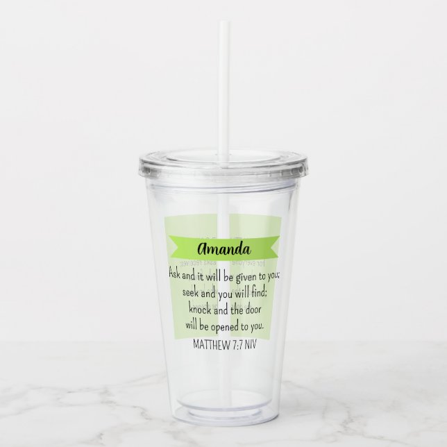 Vaso Acrílico Simple Lime Verde Pregúntenle a Dios Biblia Verdad (Anverso)