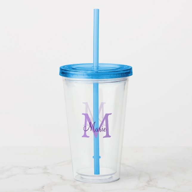 Vaso Acrílico simple minimal add name monogram pink red   throw  (Anverso)