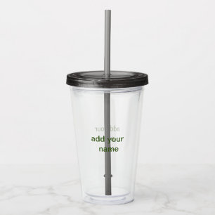 Vaso Acrílico Simple minimal verde añade tu texto nombre foto pe