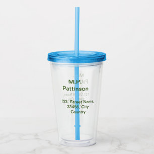 Vaso Acrílico Simple minimal verde añade tu texto nombre foto pe