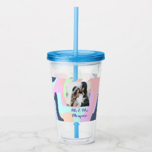 Vaso Acrílico simple mínimo añadir el nombre foto pintura pastel