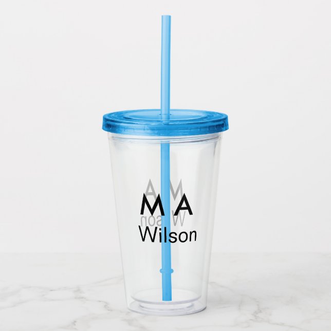 Vaso Acrílico Simple monogram add your name letter man minimal   (Anverso)