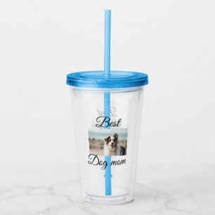 Vaso Acrílico Simple y colorido animal añadir nombre foto perro 