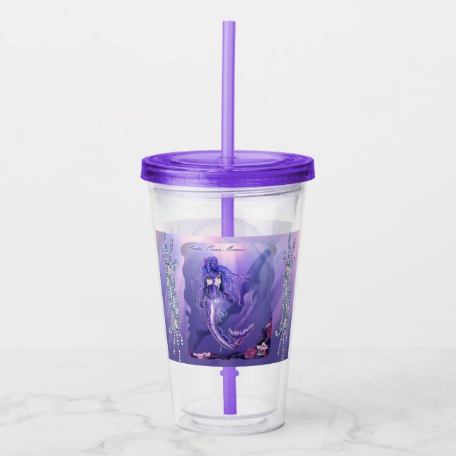 Vaso Acrílico Sirena morada (Anverso)