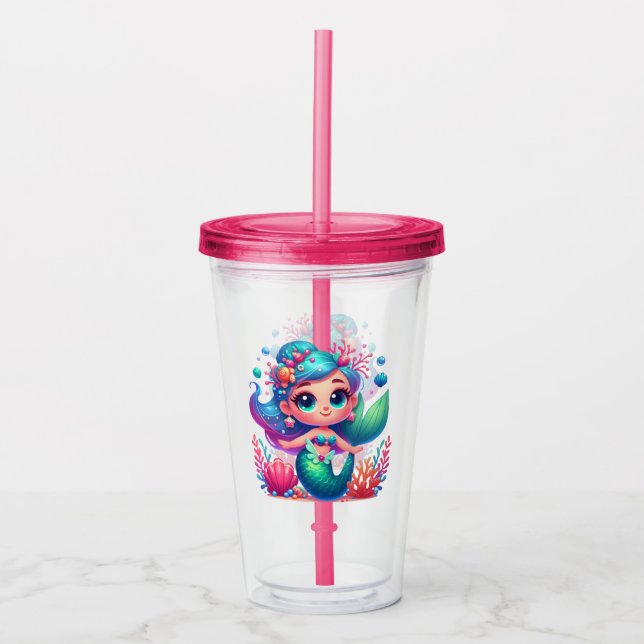 Vaso Acrílico Sirena submarina (Anverso)