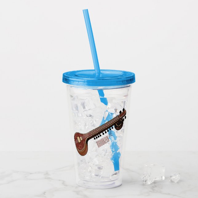Vaso Acrílico Sitar personalizado ilustracion (Anverso (hielo))