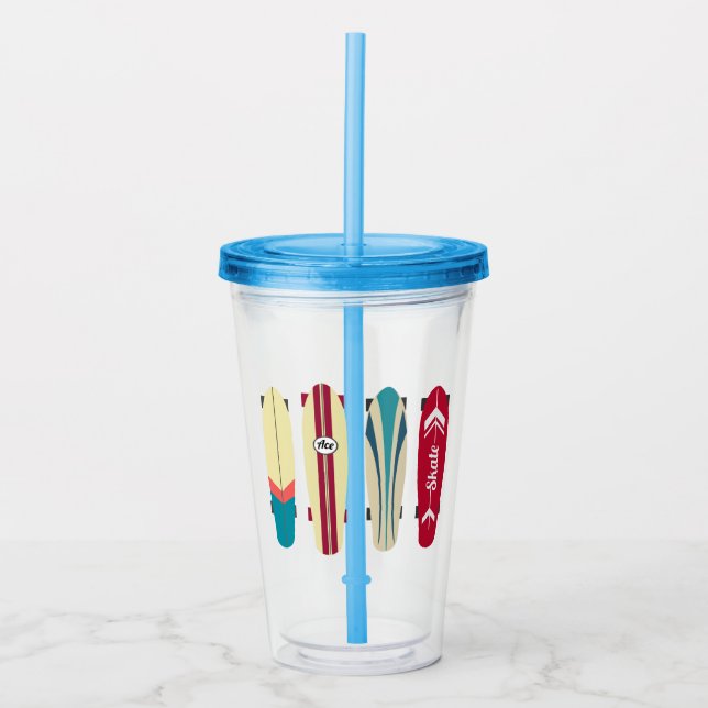 Vaso Acrílico Skateboard Vintage (Anverso)