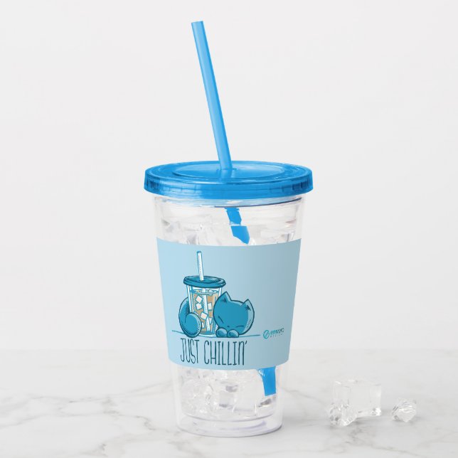 Vaso Acrílico Skribbles: Apenas chillin (azul) (Anverso (hielo))