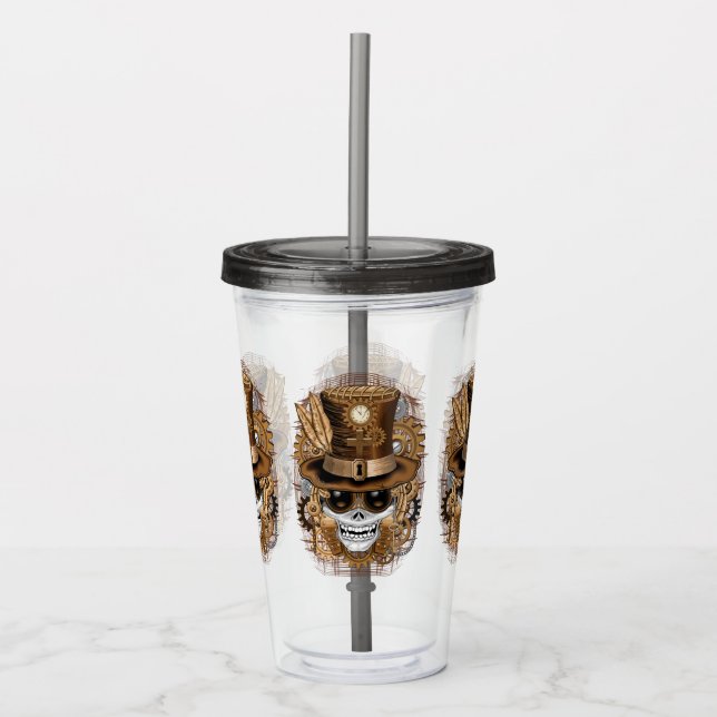 Vaso Acrílico Skull Steampunk Voodoo Retro Machine (Anverso)