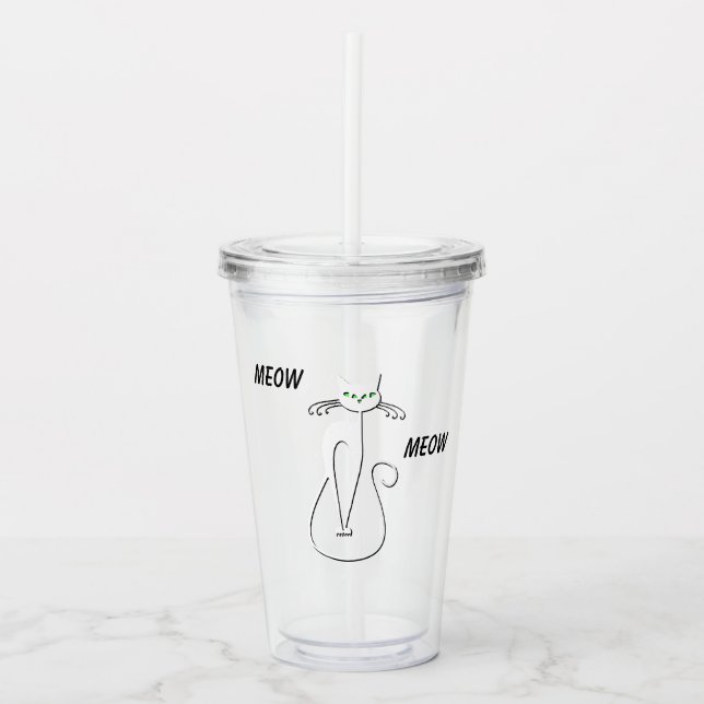 Vaso Acrílico Slinky Black Cat Meow Meow Personalizado Textos Oj (Anverso)