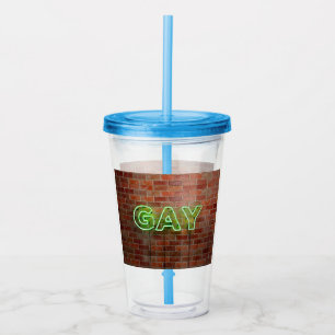 Vaso Acrílico SlipperyJoe iluminó el letrero de neón gay brillan