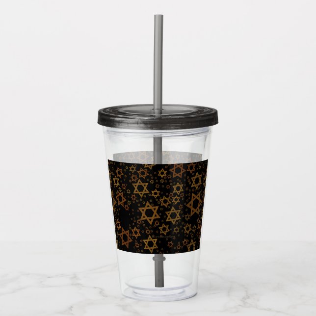 Vaso Acrílico SlipperyJoe's Estrella David temática de Hanukkah  (Anverso)