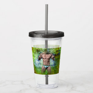 Vaso Acrílico SlipperyJoe's hombre adulto muy musculoso sin cami