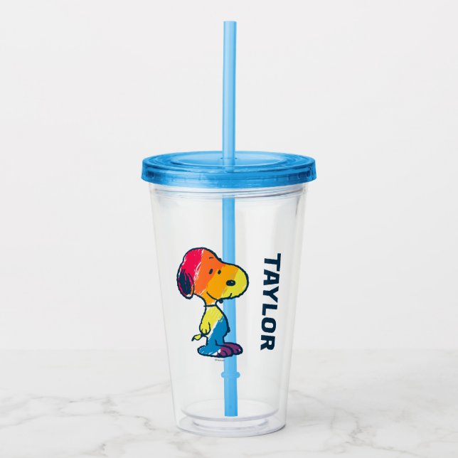 Vaso Acrílico Snoopia arcoiris (Anverso)