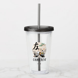 Vaso Acrílico Snoopy, Charlie Brown y Woodstock - Amigo