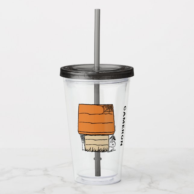Vaso Acrílico Snoopy Halloween Spider Web Doghouse (Anverso)