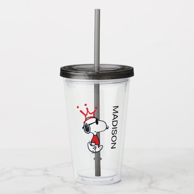 Vaso Acrílico Snoopy - Joe Guay Crown | Añadir su nombre (Anverso)