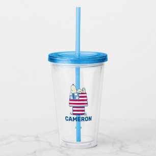 Vaso Acrílico Snoopy on the 4 of July Dog House