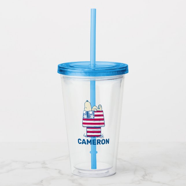 Vaso Acrílico Snoopy on the 4 of July Dog House (Anverso)