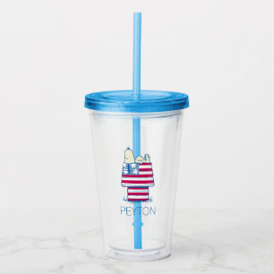 Vaso Acrílico Snoopy on the 4 of July Dog House