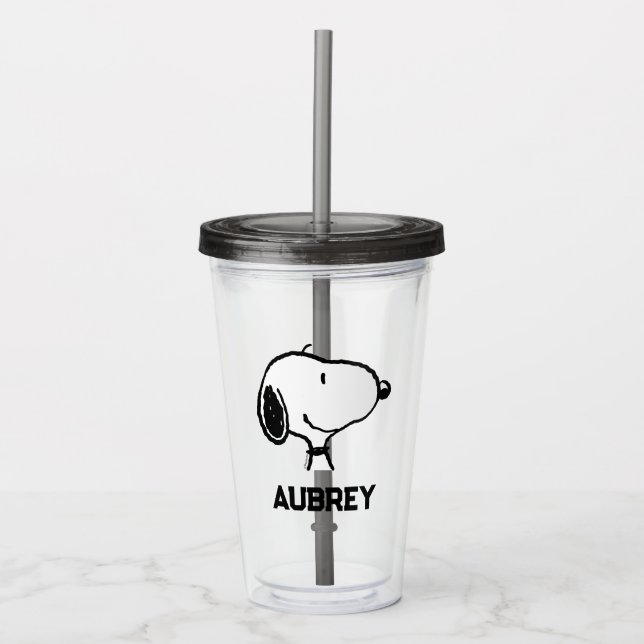 Vaso Acrílico Snoopy Smile Giggle Laugh | Añadir su nombre (Anverso)