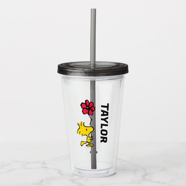 Vaso Acrílico Snoopy So Sweet Flower Pattern (Anverso)