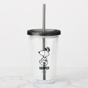 Vaso Acrílico Snoopy So Sweet Flower Pattern Añadir su nombre