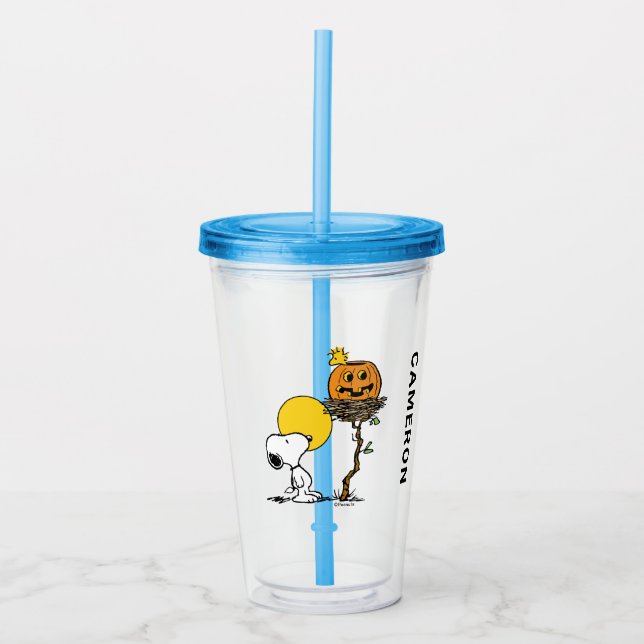Vaso Acrílico Snoopy & Woodstock Nest con Jack O' Lantern (Anverso)