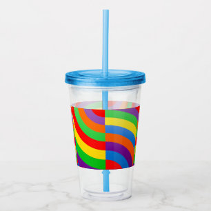 VASO ACRÍLICO SOBRE LOS COLORES DE LLUVIA, LÍNEAS BRILLADAS GRAN