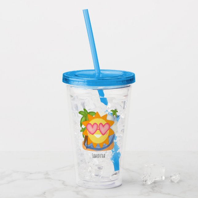 Vaso Acrílico Sol de vacaciones de verano relajante (Anverso (hielo))