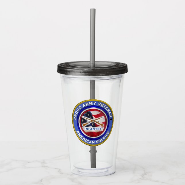 Vaso Acrílico Soldado veterano de infantería del ejército orgull (Anverso)