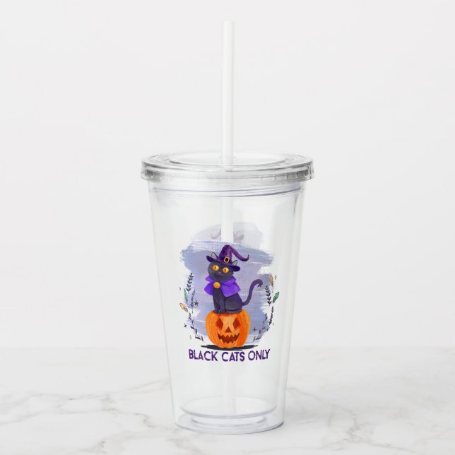 Vaso Acrílico Sólo gato negro (Anverso)