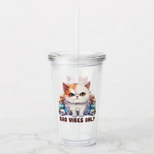 Vaso Acrílico Sólo vibraciones malas - Diseño gótico de gatos y