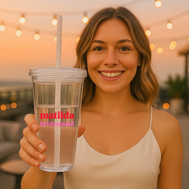 Vaso Acrílico Soltera de color rojo y rosa mínimo (Subido por el creador)